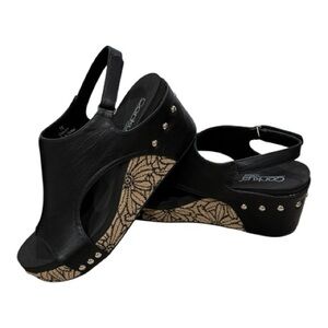 Corkys Carly Stylish Black Wedge Sandals